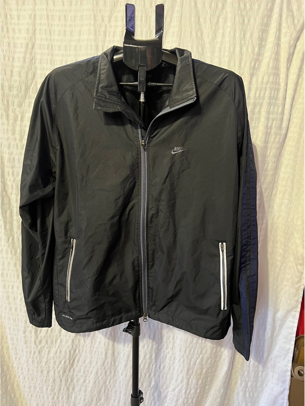 Nike Clima-FIT Vintage Y2K Black Gray Colorblock Full Zip Windbreaker Jacket